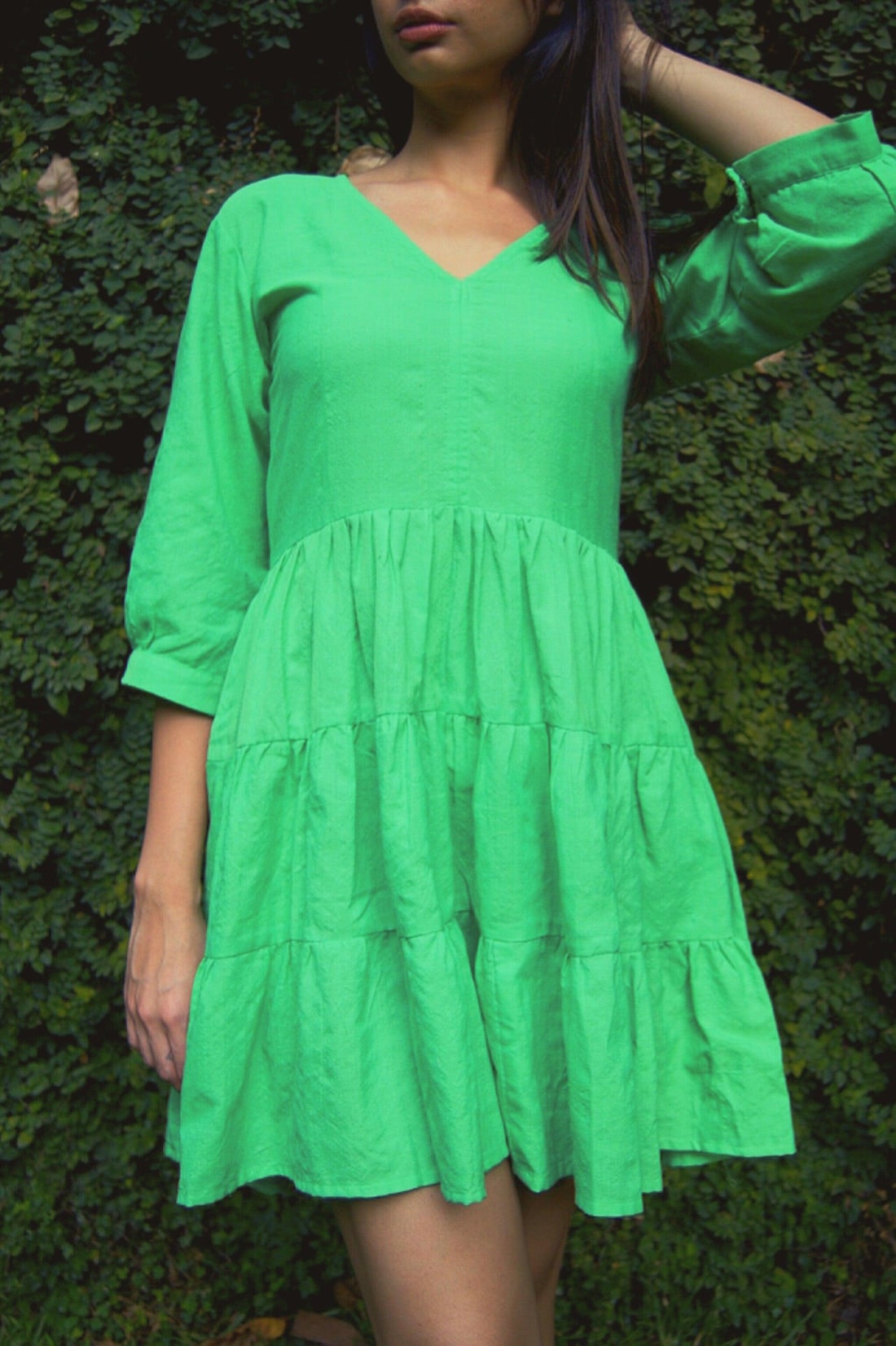 Handwoven Parakeet Drop Hem Dress