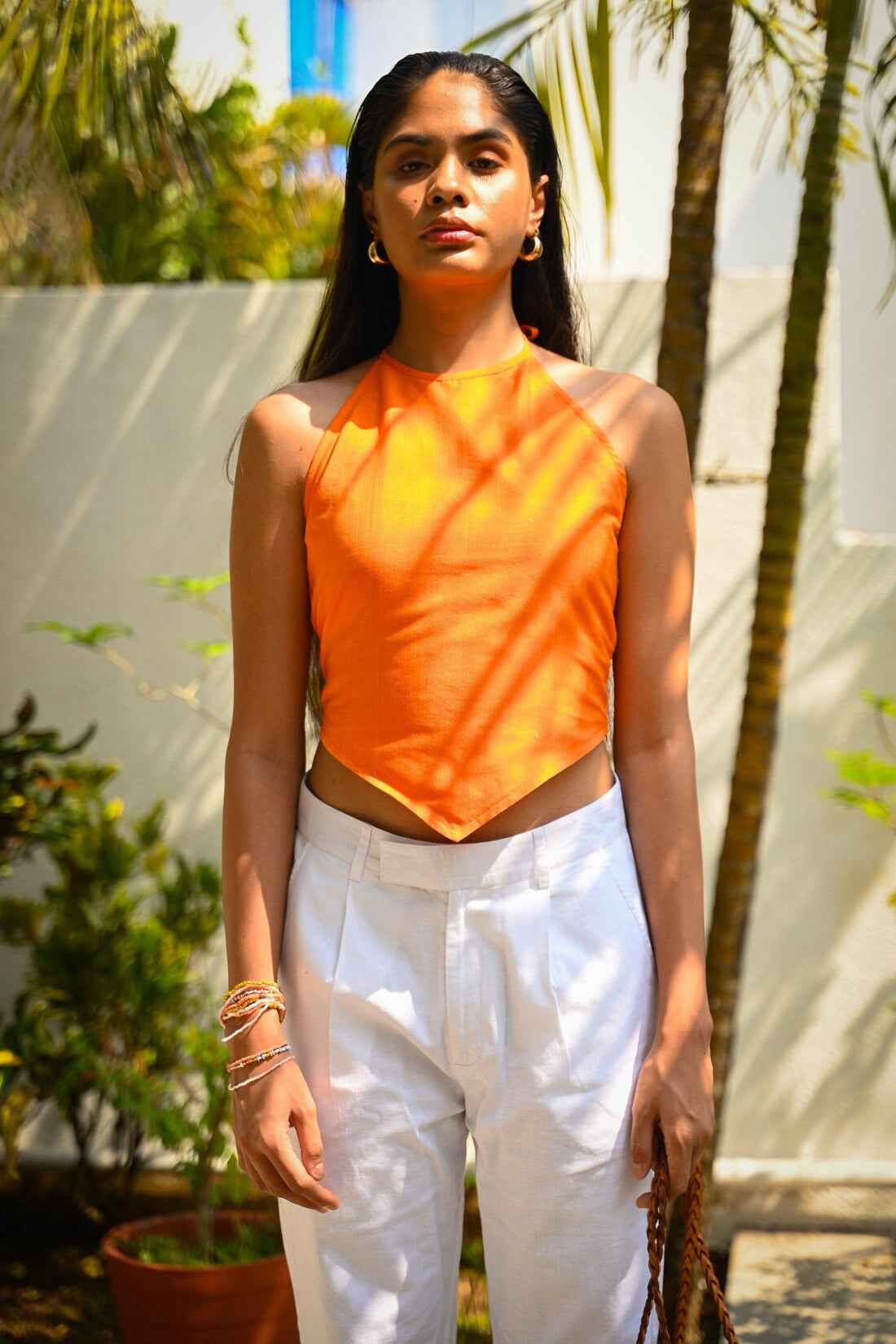 Handwoven Sunset Dream Silk Halterneck Top
