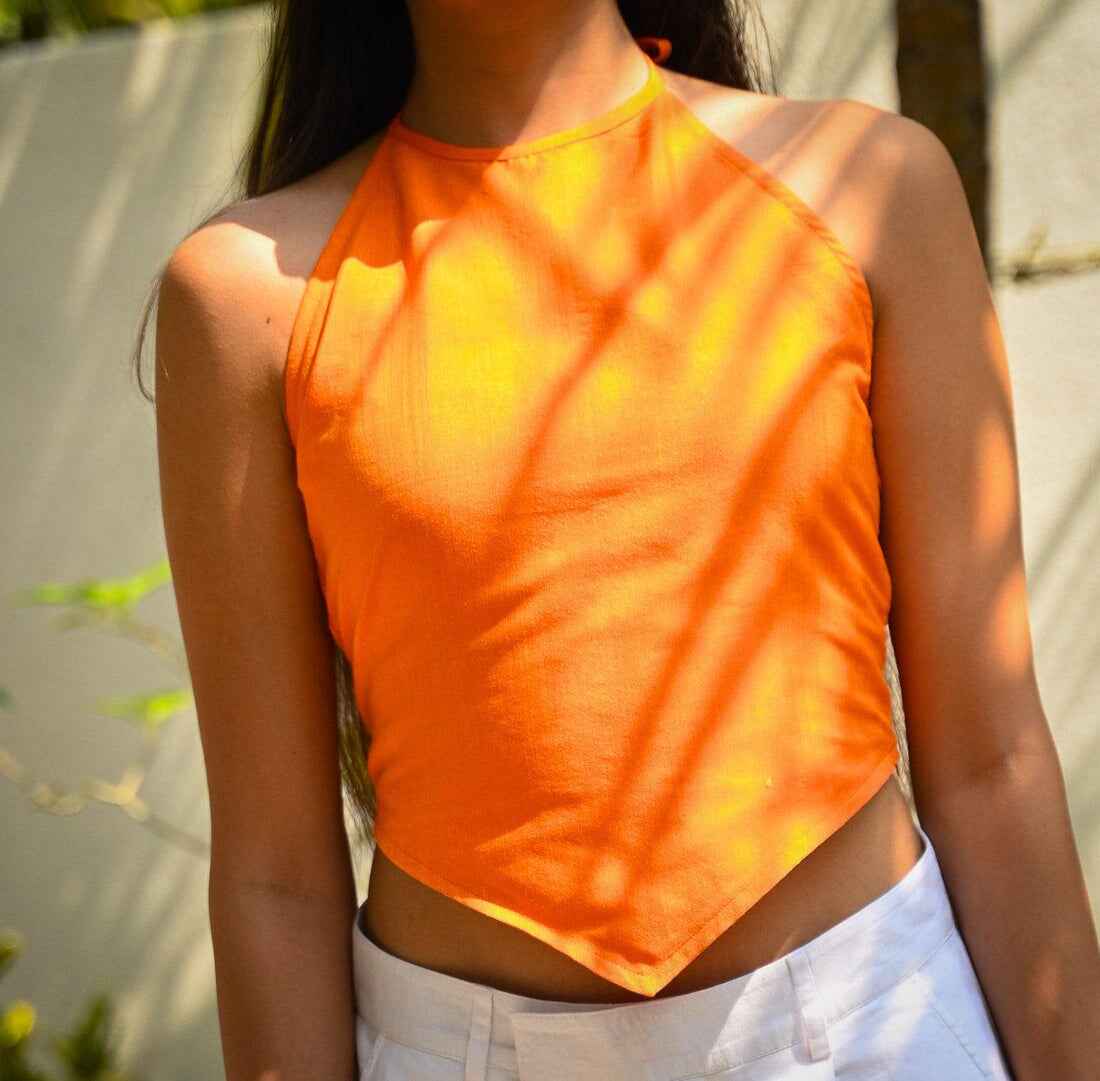 Handwoven Sunset Dream Silk Halterneck Top