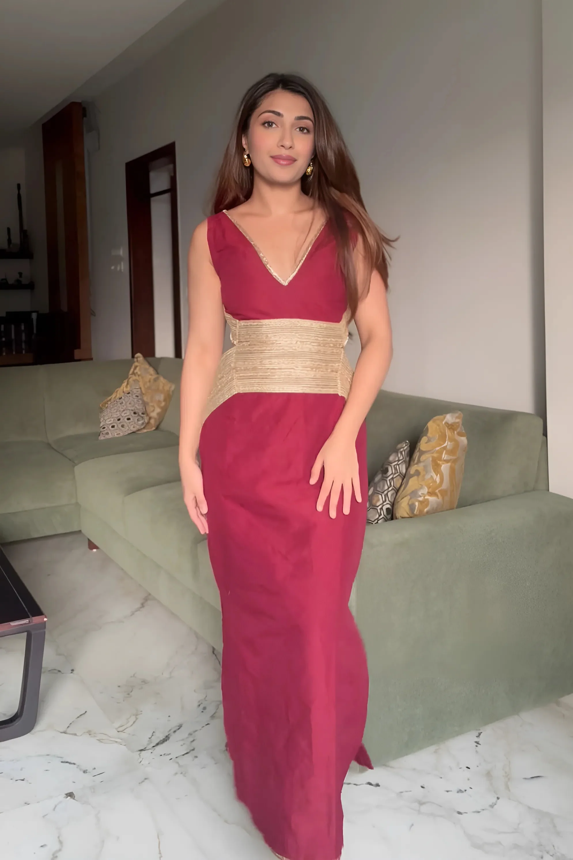 Handwoven Garnet Maroon Statement Dress