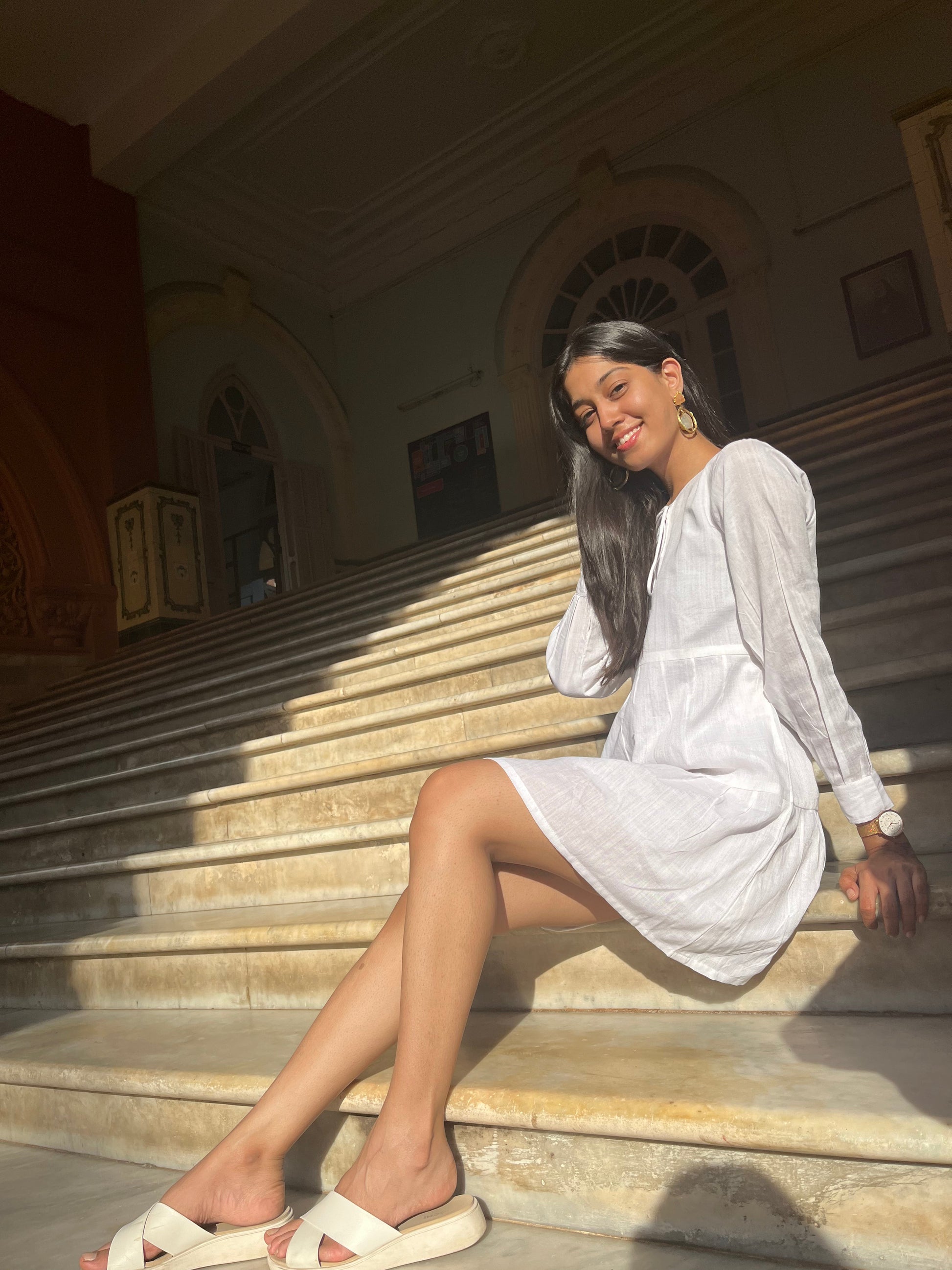 Handwoven Cotton Summers Drop Hem Dress