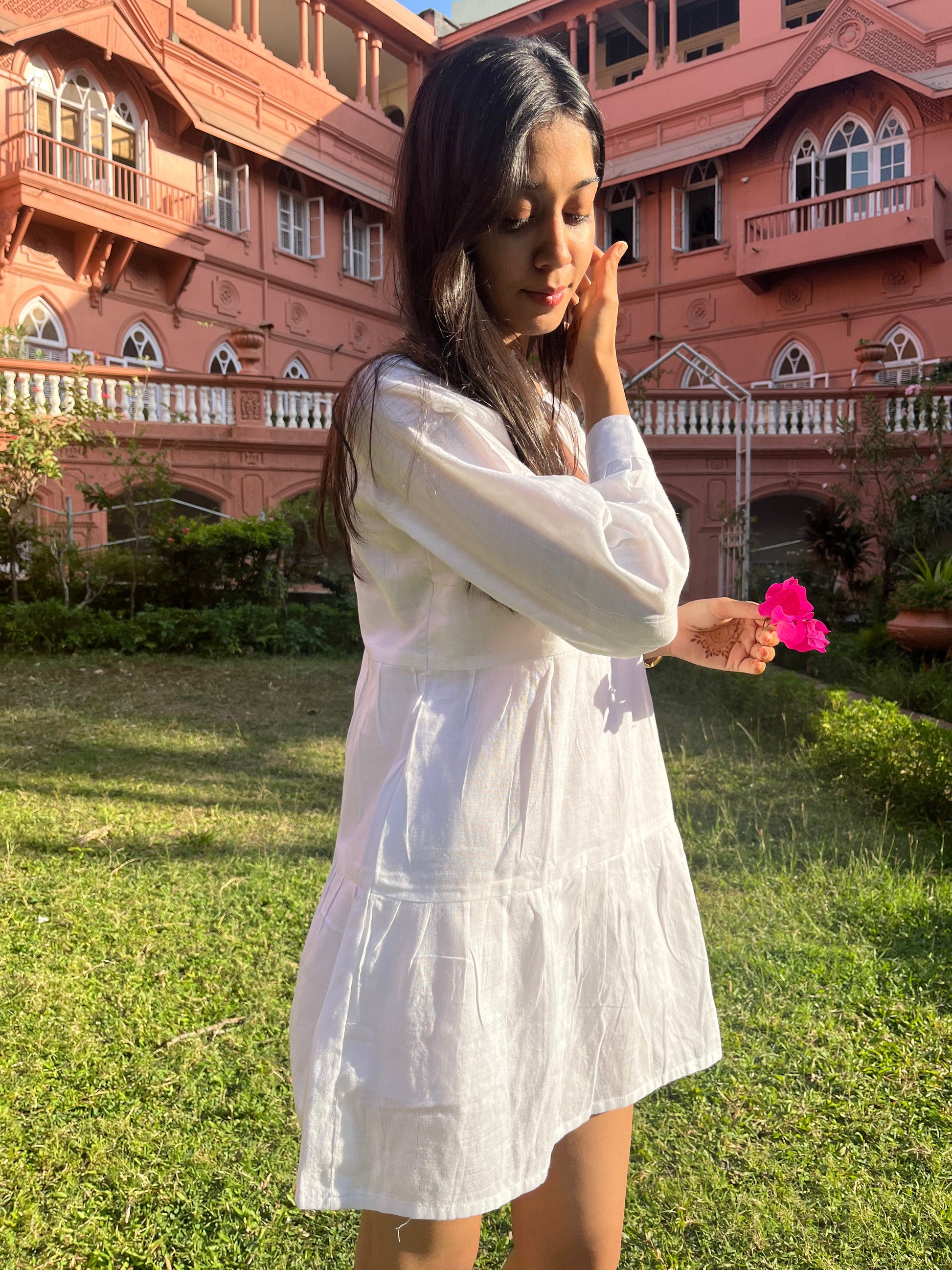 Handwoven Cotton Summers Drop Hem Dress