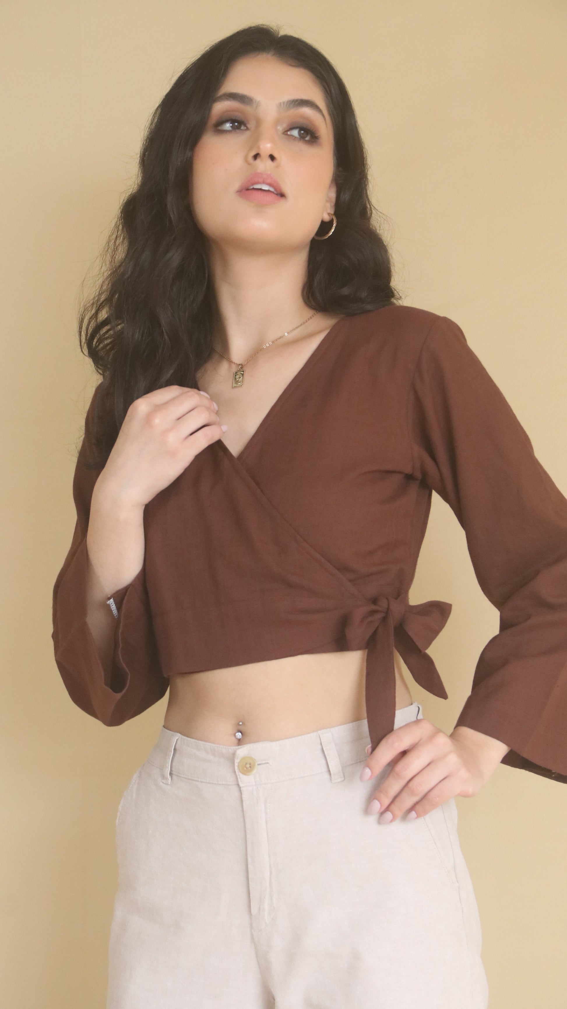 Bell Sleeve Wrap Top