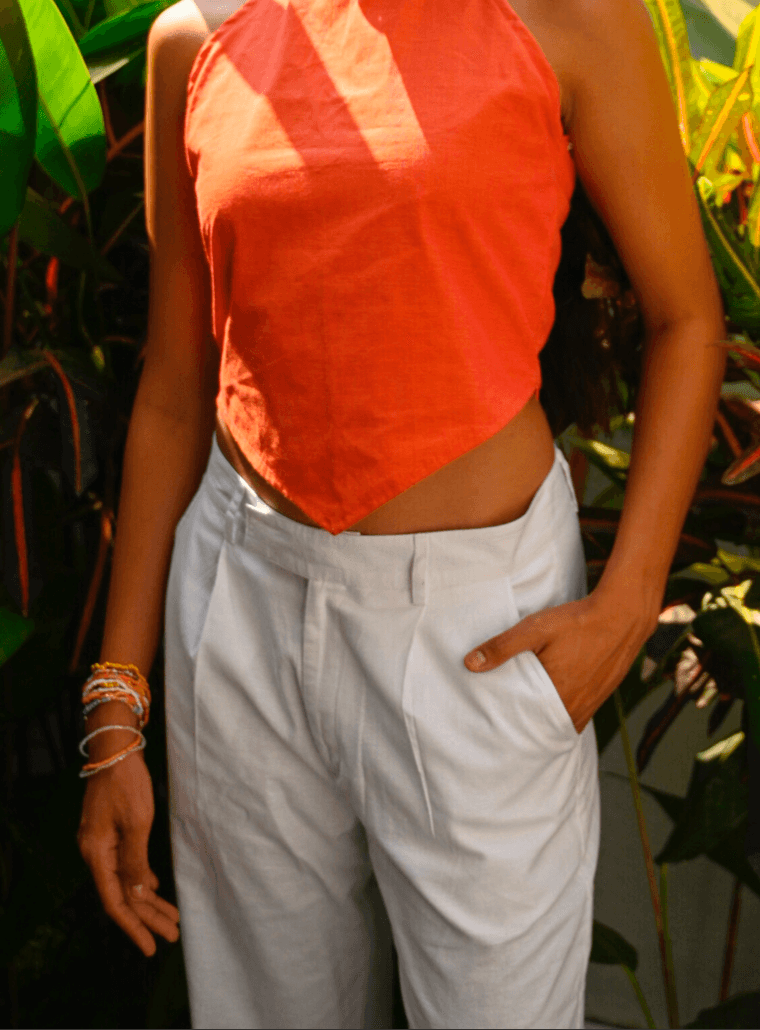 Handwoven Citrus Halterneck Top