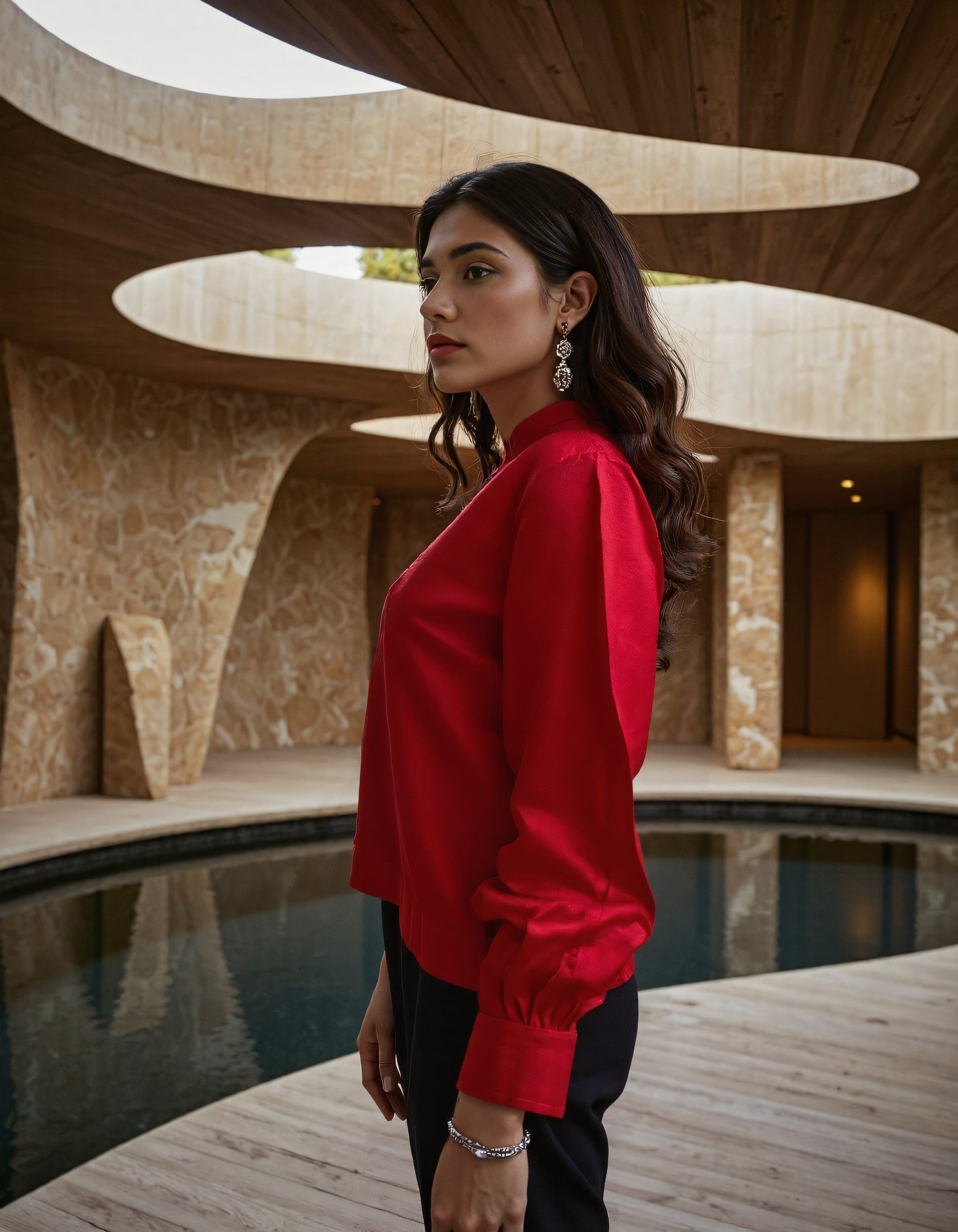 Handwoven Candy Red Silk Top
