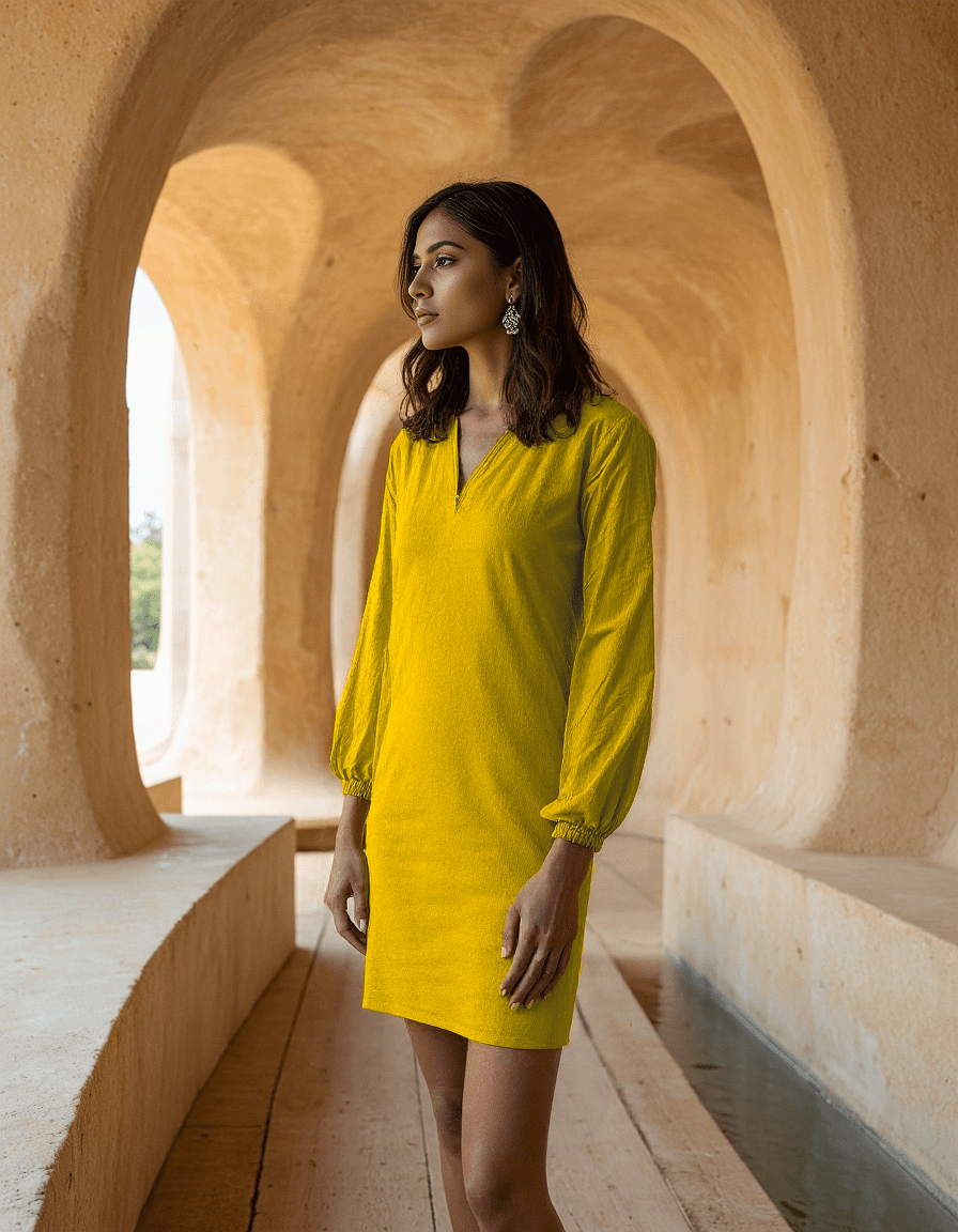Handwoven Cyber Lime Dress