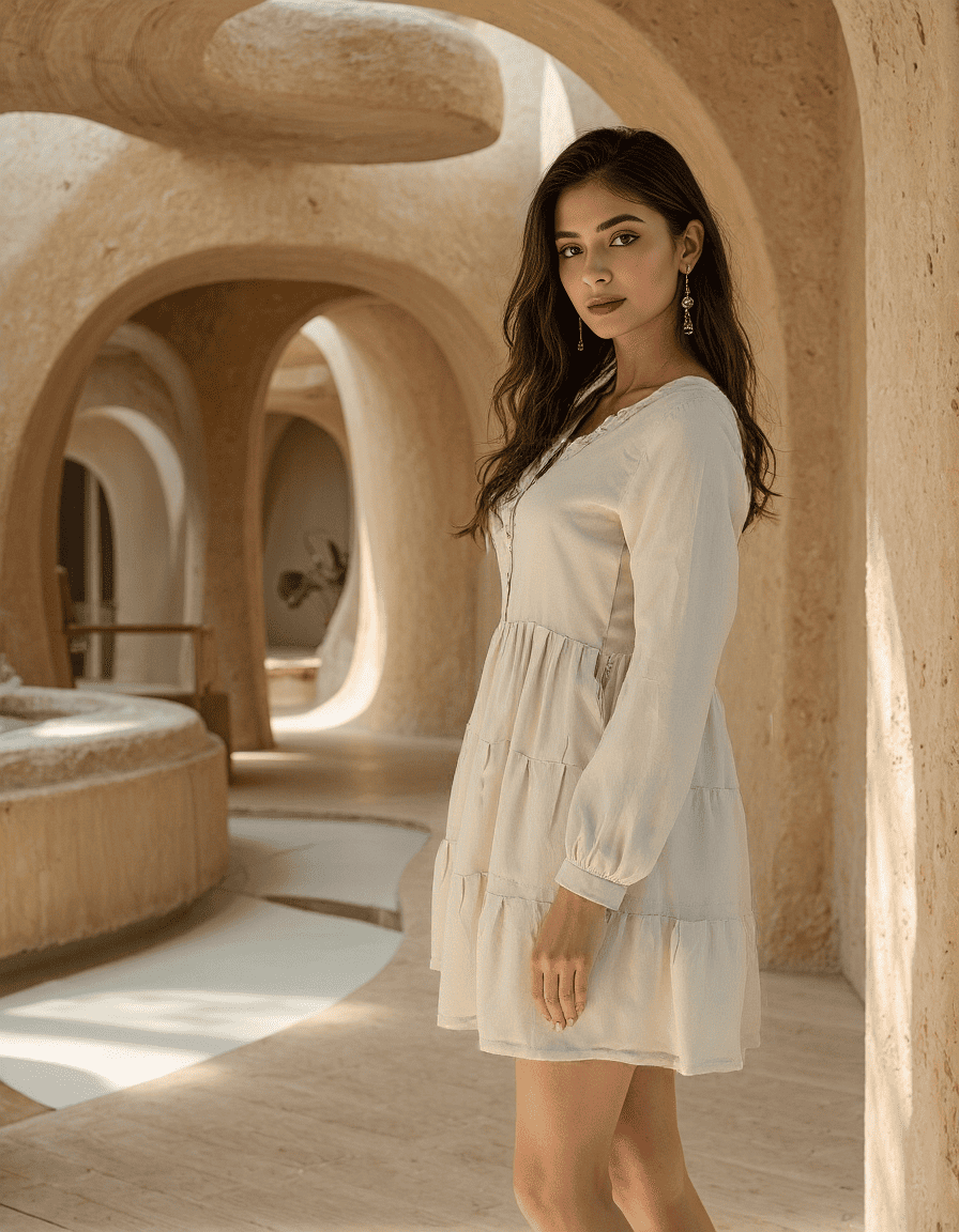 Handwoven Cotton Summers Drop Hem Dress