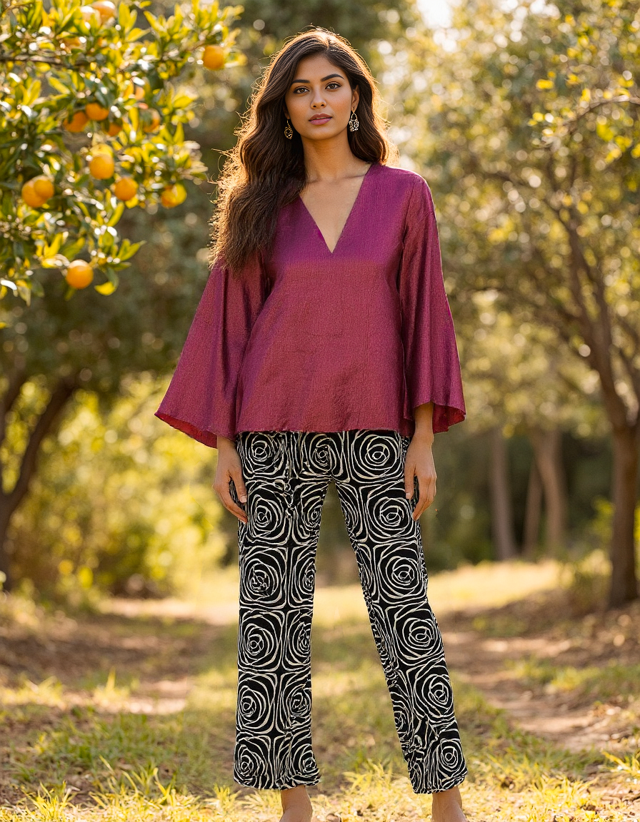 Handwoven Summer Silk Rosebud Top