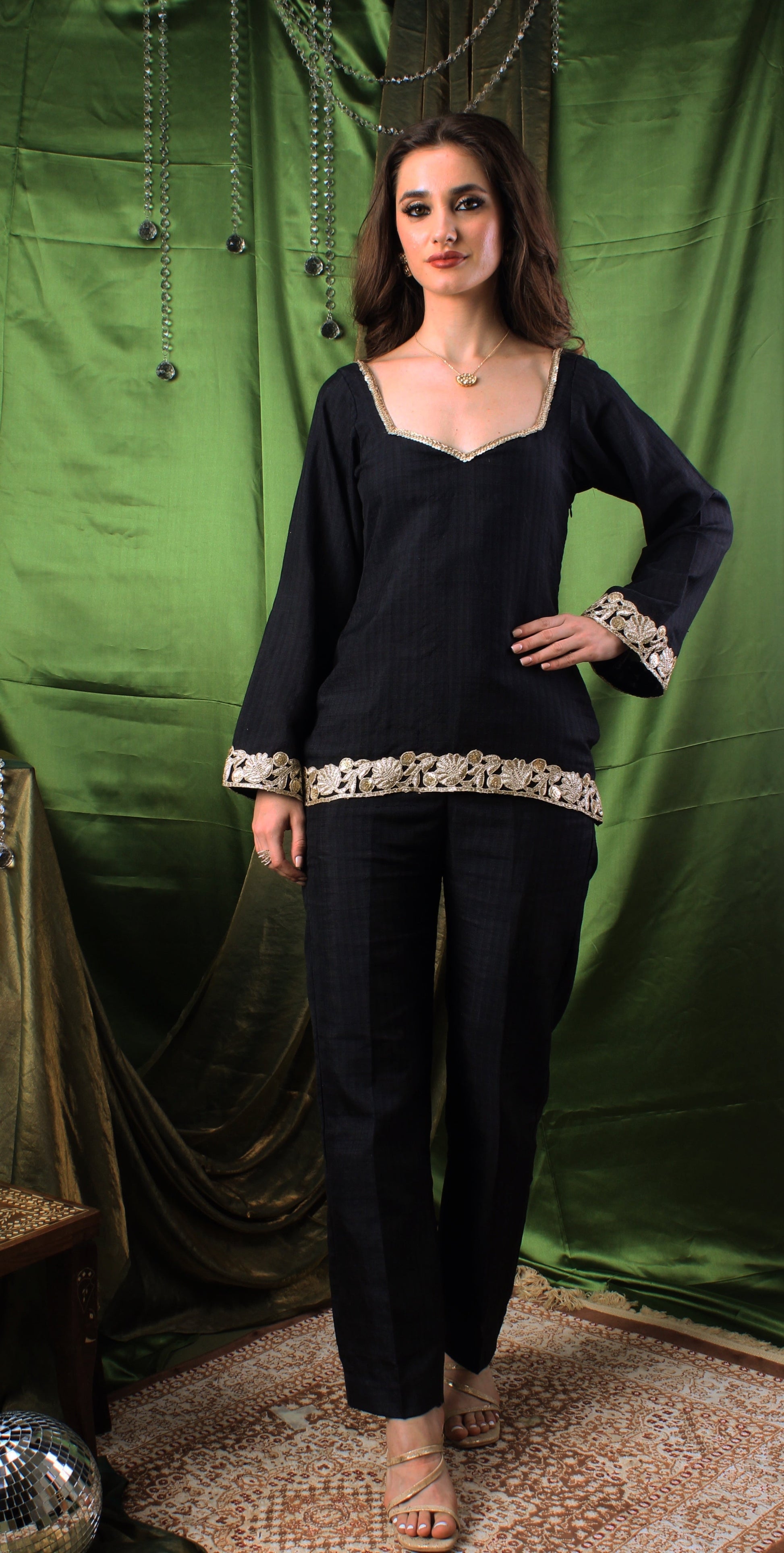 Handwoven Agate Black  Top