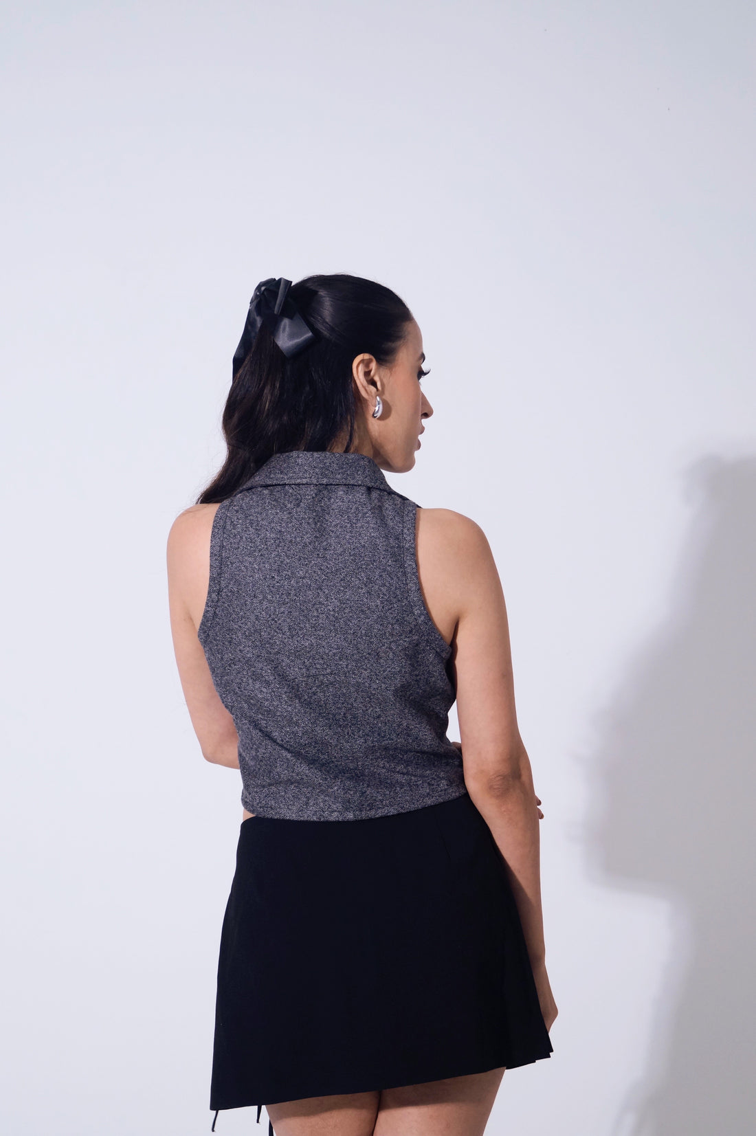 Handwoven wool Graphite Vest top