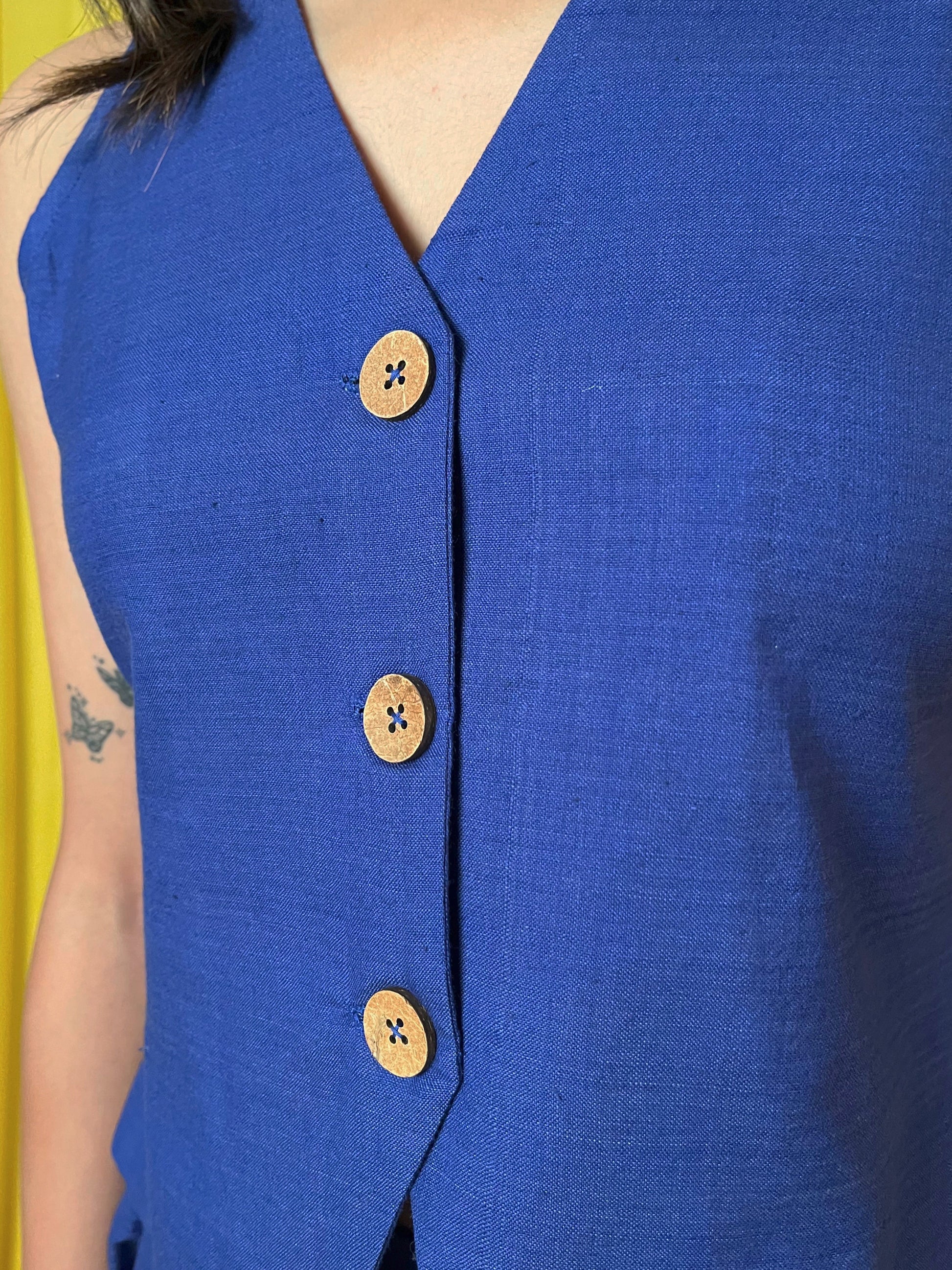 Cobalt Bloom - Handwoven Vest Top