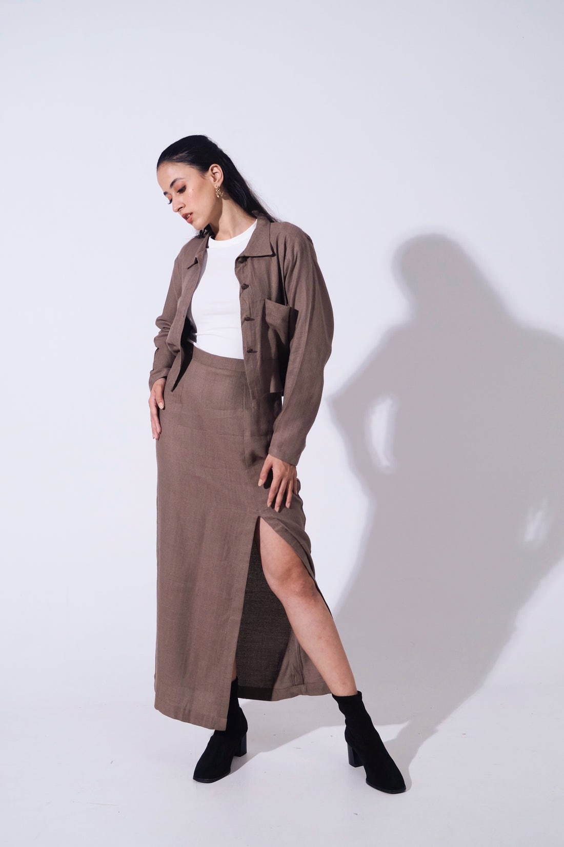 Handwoven Reverie Jute - Mocha Top & long skirt