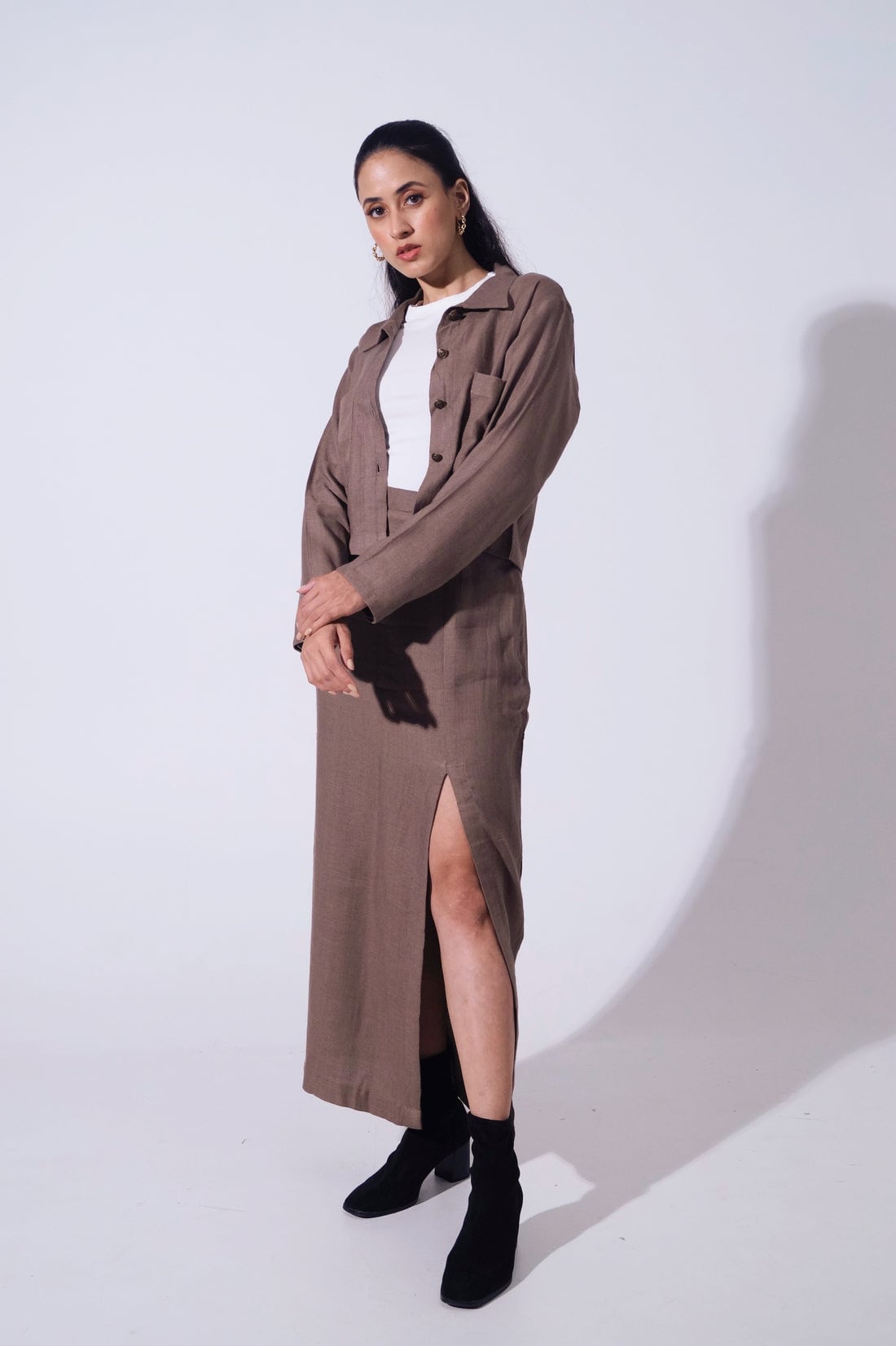 Handwoven Reverie Jute - Mocha Top & long skirt