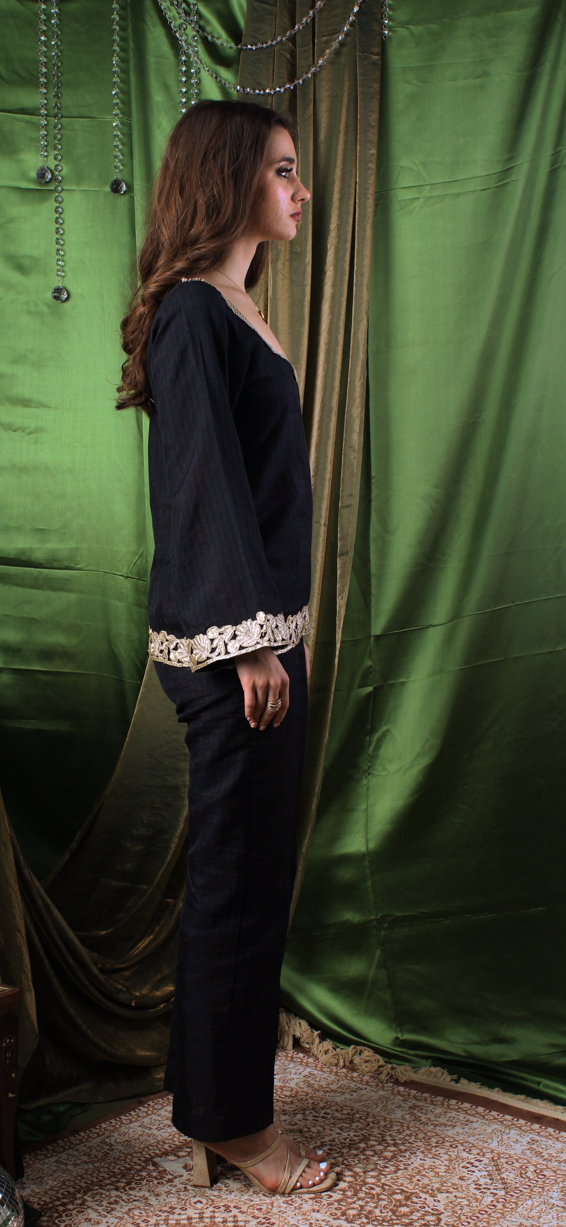 Handwoven Agate Black  Top