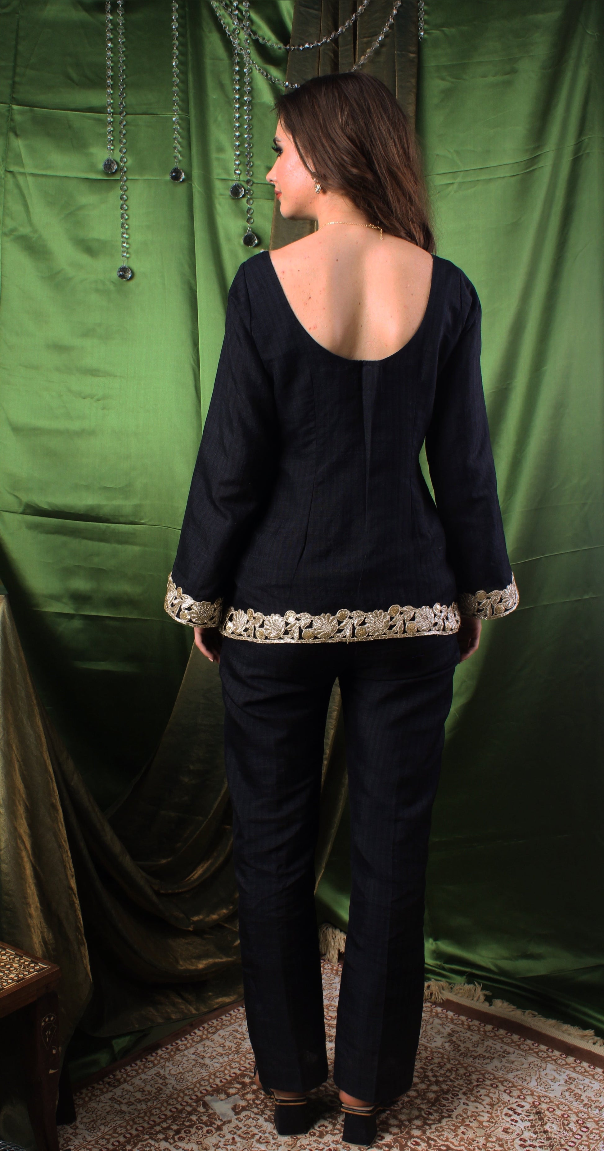 Handwoven Agate Black  Top