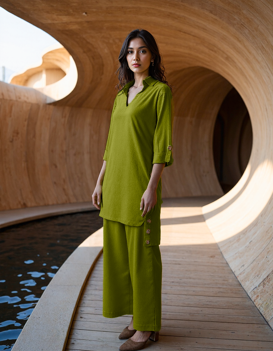 Handwoven Cyberlime Effortless Co-ord Set