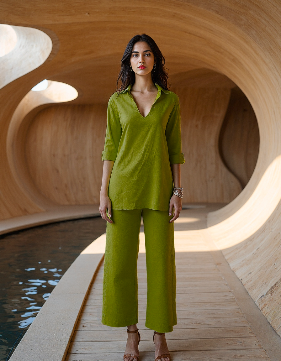 Handwoven Cyberlime Effortless Co-ord Set