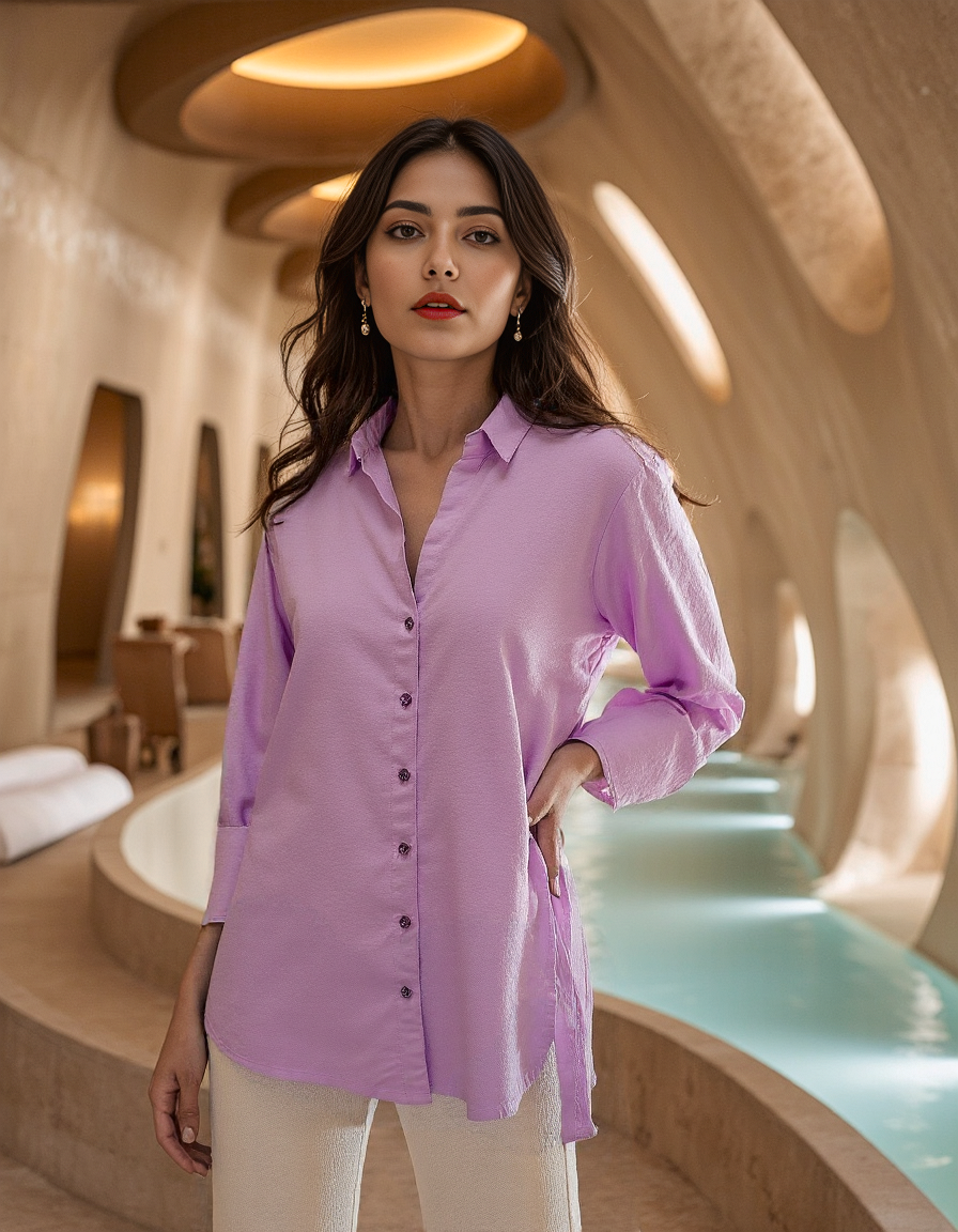 Handwoven Skyline Lavendar Shirt